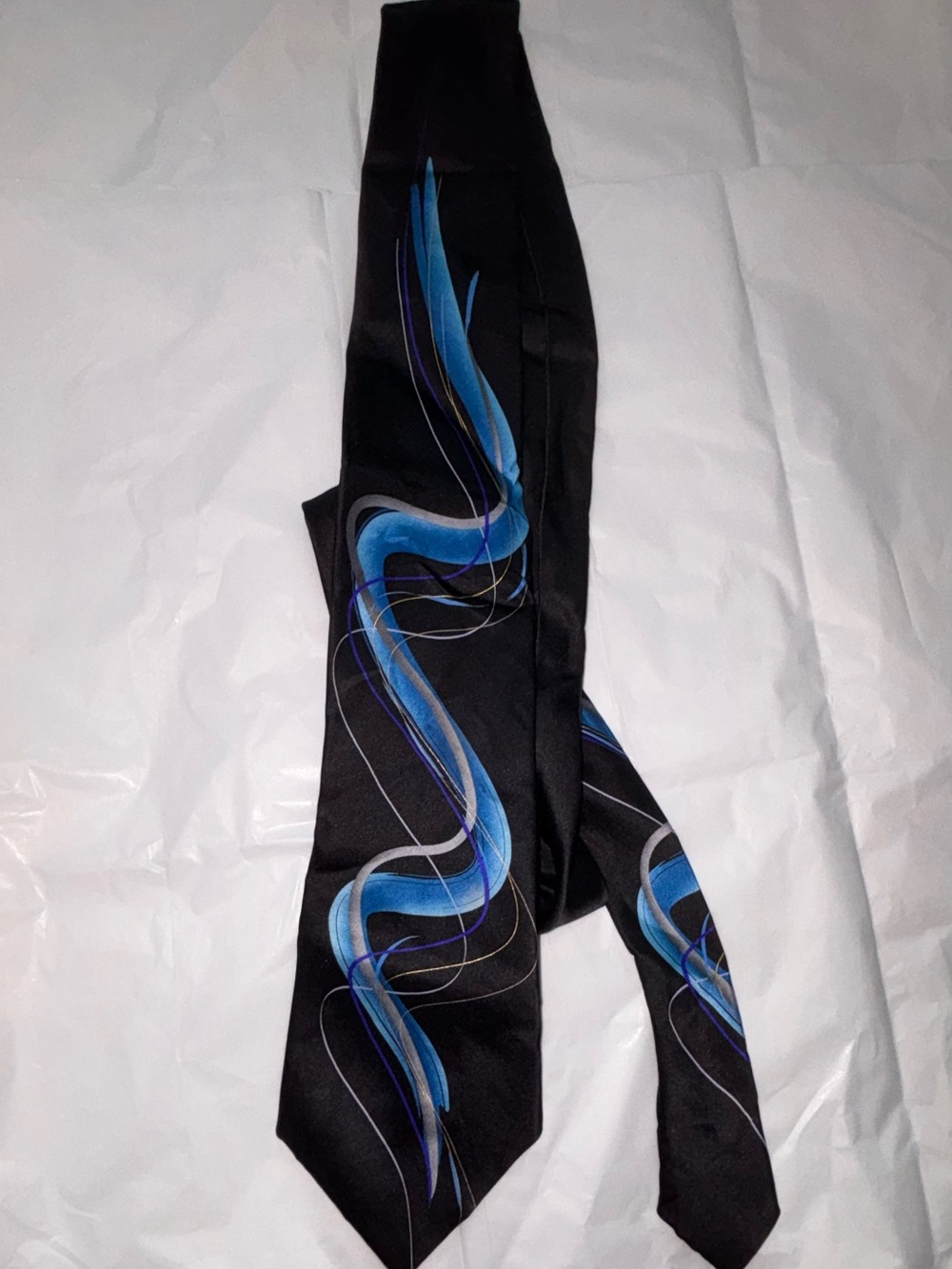 JERRY GARCIA Silk Tie Performance Collection 51 Black with Blue Swirls (O/S)